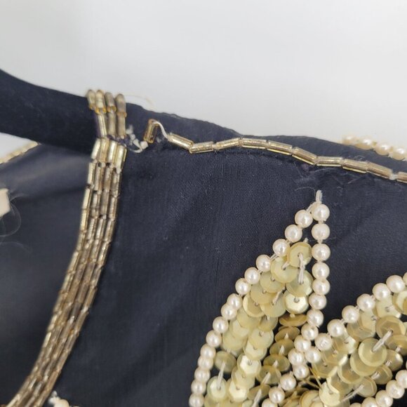 Crystal creations womens Large evening wear sequin beaded Vintage 80s glam silk - Picture 12 of 16